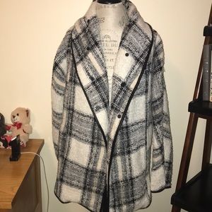 Black and White Plaid Coat